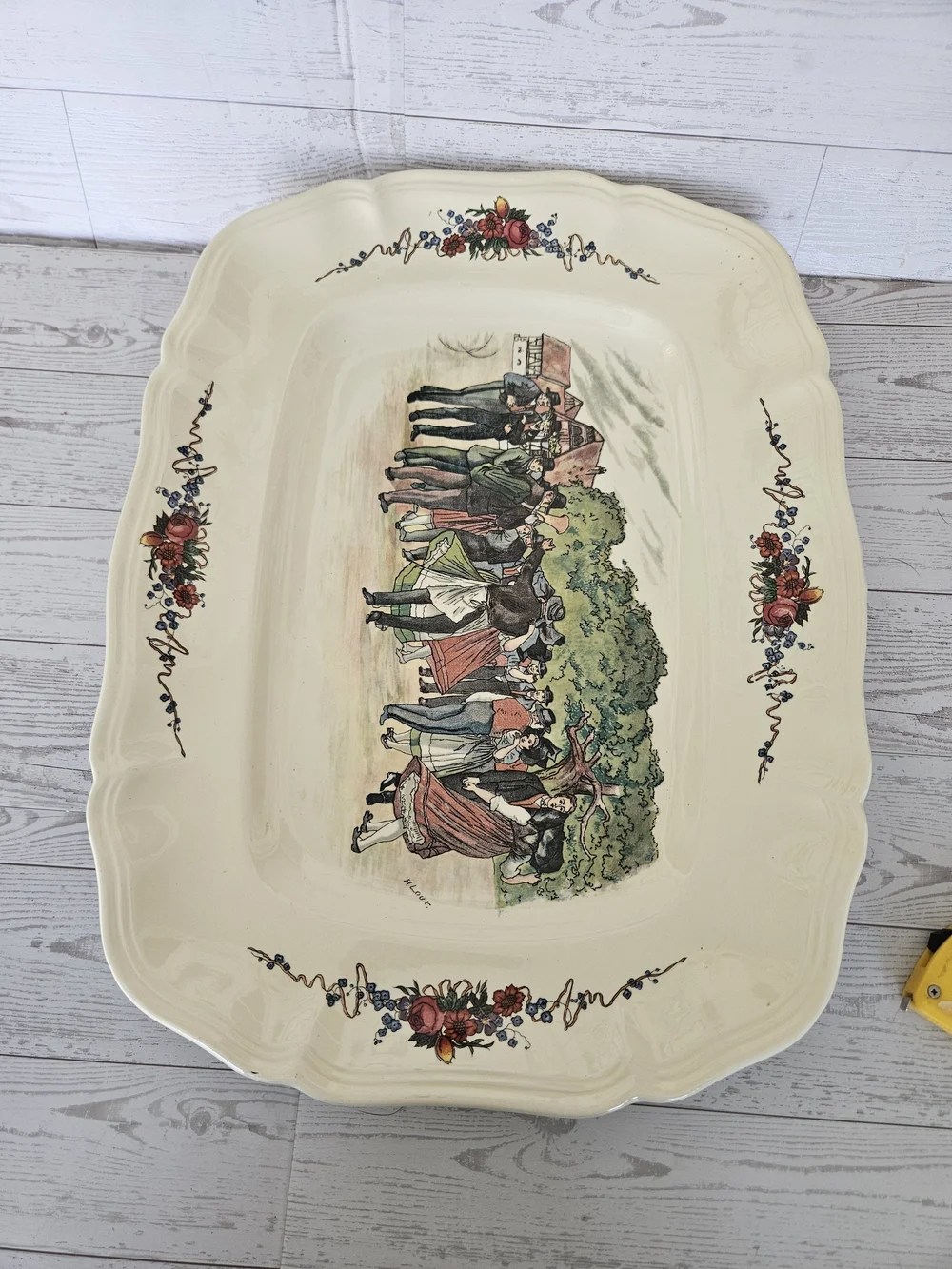Vintage Sarreguemines France Obernai Rectangular Serving Platter Henri Loux